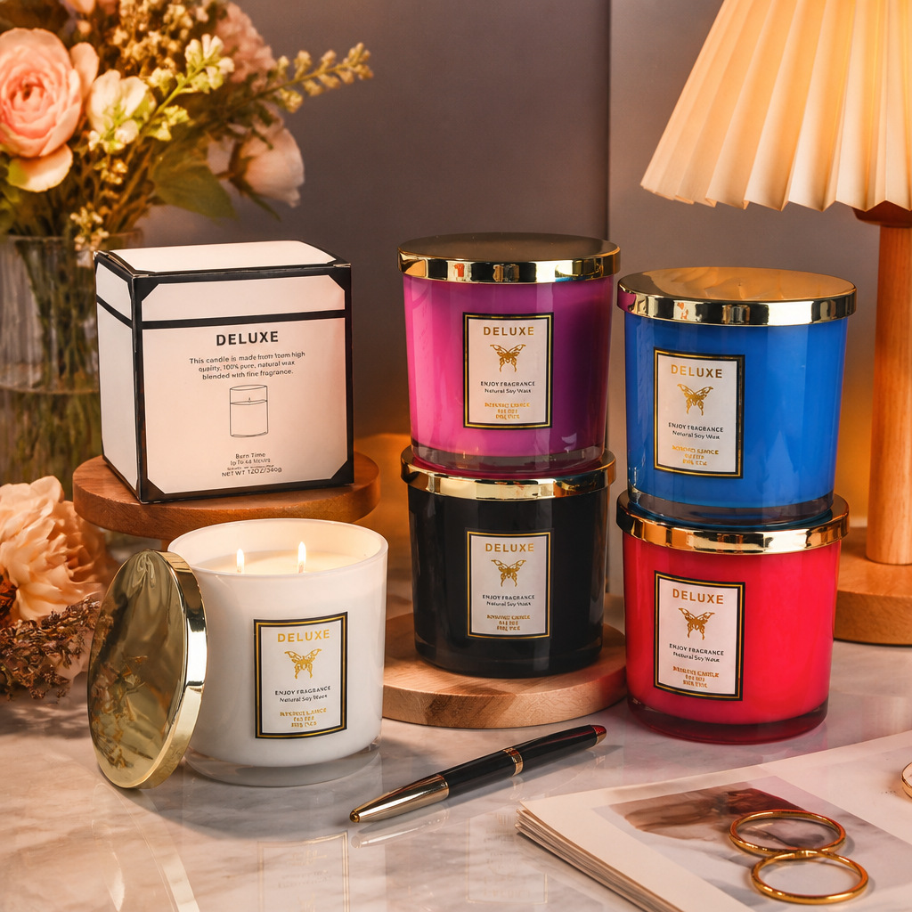 Candle Fragrance - 400G gouden glazen geurkaars voor thuisgebruik,