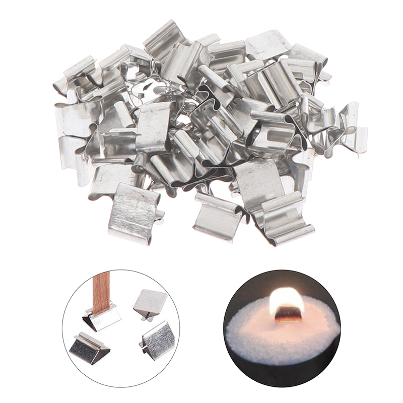 Candle Wick - 50 stuks houten kaarslonten basisclip ijzeren